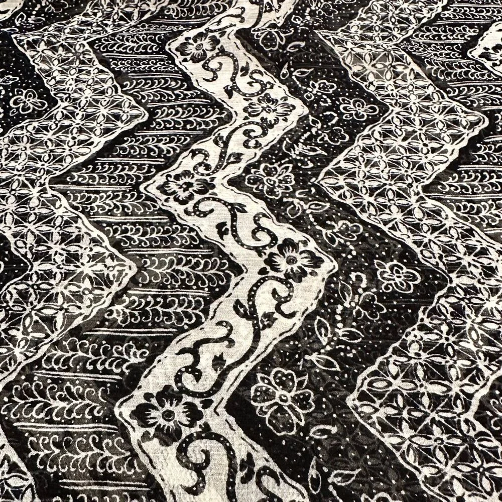 Vintage silk black and white 100% silk batik scarf / shawl from Coldwater Creek